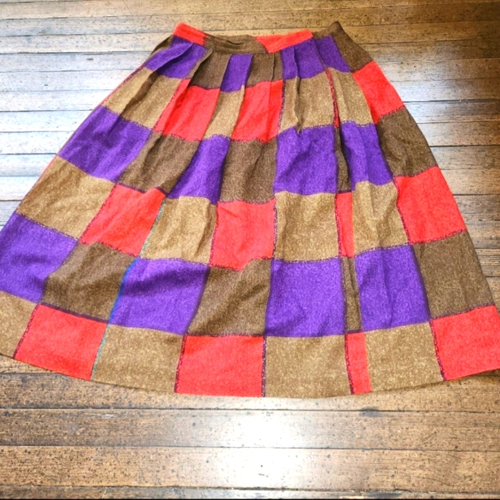 Vtg Arthur L Patchwork Plaid Schoolgirl  Grunge Maxi Skirt